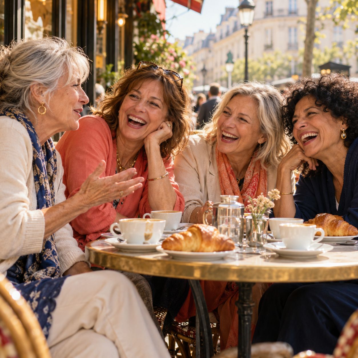 Un groupe d’amies souriantes réunies